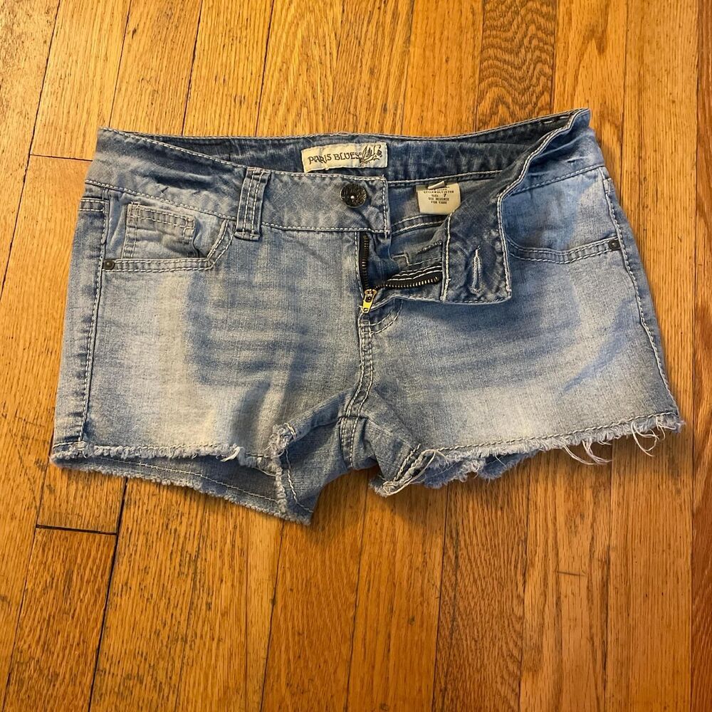 paris blues vintage y2k super low rise cutoff jean shorts. size 7